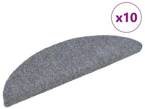 Tapetes de escada autoadesivos 10 pcs 56x17x3 cm cinzento-claro