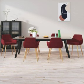 vidaXL Cadeiras de jantar 6 pcs veludo vermelho tinto