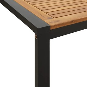 Conj. jantar p/ jardim 7 pcs madeira de acácia maciça e metal