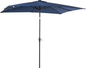 Outsunny Guarda-Sol Retangular Inclinável com LED Solar 2,68x2,05 m Azul | Aosom Portugal