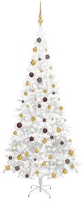 Árvore de Natal artificial com luzes LED e bolas L 240cm branco