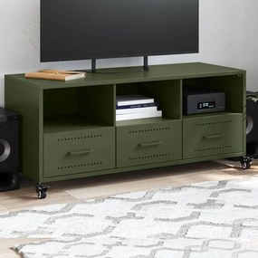 Móvel de TV 100,5x39x43,5 cm aço verde-azeitona
