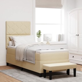 vidaXL Cama Box Spring com Colchão e Banco Creme 80x200 cm Tecido