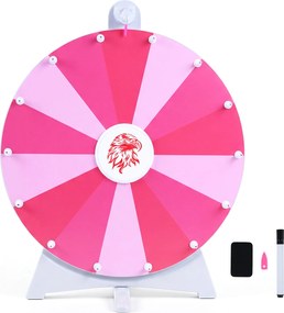 Roleta de Prémios de Mesa, 50 x 31,5 x 60,5 cm, Superfície Apagável com 14 Espaços, Rosa