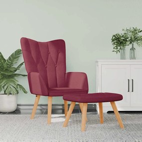 Poltrona de descanso com banco tecido vermelho tinto