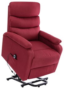 vidaXL Poltrona elevatória de massagens tecido vermelho tinto