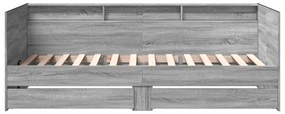 Sofá-cama com gavetas sem colchão 100x200 cm cinzento sonoma