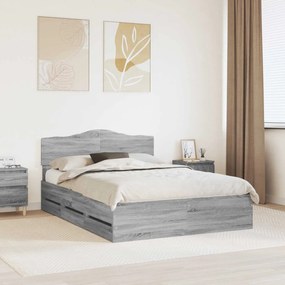 vidaXL Estrutura da Cama com gaveta Cinza Sonoma 140 x 190 cm