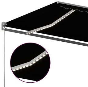 Toldo automático com LED e sensor de vento 450x350 cm antracite