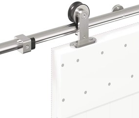 Kit ferragens p/ porta deslizante 183cm aço inoxidável prateado