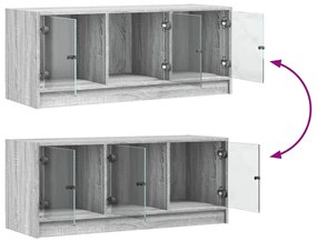 Móvel de TV c/ portas de vidro 102x37x42 cm cinza sonoma