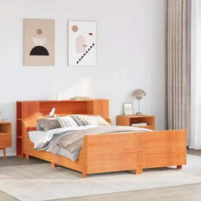 VidaXL Cama sem colchão 140x190 cm pinho maciço castanho-mel