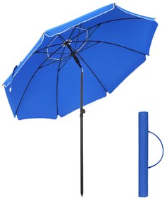 SONGMICS Guarda-sol de 1,6 m, guarda-chuva de praia, UPF 50+, proteção solar, dossel portátil de poliéster octogonal, costelas de fibra de vidro, mecanismo de inclinação, bolsa de transporte, para praia, jardim, varanda, piscina, azul GPU60BU