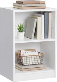 Mesa de apoio com prateleira ajustável, mesa de cabeceira 30 x 40 x 60 cm com compartimentos abertos Branco