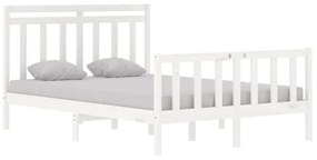 Estrutura de cama 140x190 cm madeira maciça branco