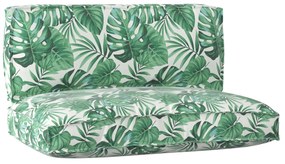 vidaXL Conjunto de Almofadas para Palete Floral 2 pcs Padrão de folhas