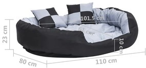 Almofadão p/ cães reversível e lavável 110x80x23 cm cinza/preto