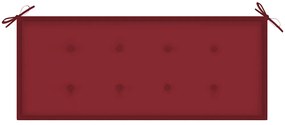 Banco Batávia c/ almofadão vermelho tinto 120 cm teca maciça