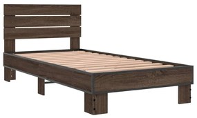 Estrutura de cama derivados de madeira/metal carvalho castanho