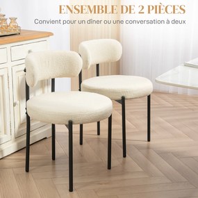 Conjunto de 2 cadeiras de sala de jantar com encosto em tecido e pés em aço, 51 x 51 x 76 cm, bege e preto
