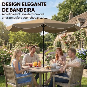 Chapéu de Sol para Jardim Ø2,7 m com Inclinação Ajustável em 3 Posições, Manivela e Volante, Caqui