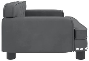 Sofá infantil 70x45x30 cm veludo cinzento-escuro
