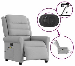 Poltrona massagens reclinável elétrica tecido cinzento-nublado