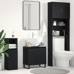 Gabinete de Lavabo vidaXL Preto Carvalho 58x33x60 cm Madeira Engenharia