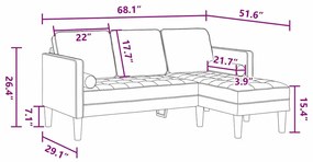 Sofá em L 3 lugares vidaXL Cinzento claro 160 cm em Tecido