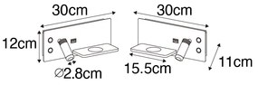 Conjunto de 2 apliques pretos LED USB carregador de indução - RIZA Moderno