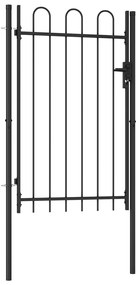 Portão de vedação individual com topo arqueado aço 1x1,5m preto