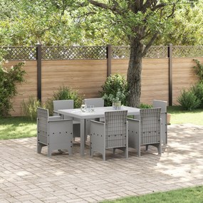 Conjunto de Jantar para Jardim de 7 Peças Cinza Claro em Poly Rattan
