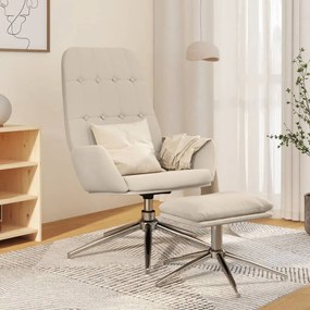 vidaXL Cadeira descanso c/ banco p/ pés tecido de microfibra cor creme