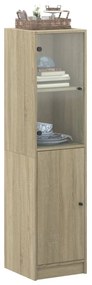 Aparador alto c/ porta de vidro 35x37x142 cm carvalho sonoma