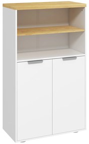 Kleankin Móvel de Arrumação para Casa de Banho com 2 Portas e 2 Compartimentos Abertos 60x30x102 cm Branco | Aosom Portugal