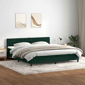 vidaXL Cama com molas/colchão 180x220 cm veludo verde-escuro
