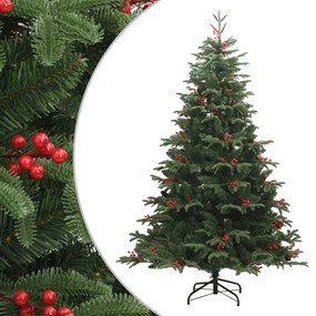 vidaXL Árvore de Natal artificial articulada c/ pinhas e bagas 210 cm