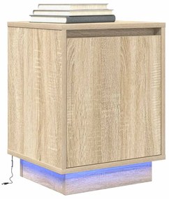 Mesas cabeceira c/ luzes LED 2 pcs 38x34x50cm carvalho sonoma