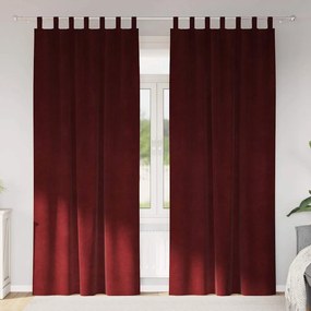 Cortinas Blackout vidaXL com Laços para Pendurar 2 pcs Vermelho Vinho