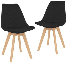 vidaXL Cadeiras de jantar 2 pcs tecido preto
