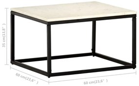 Mesa centro 60x60x35cm pedra genuína textura mármore branco
