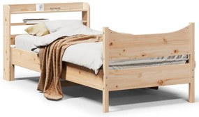 vidaXL Estrutura de cama com cabeceira 90x190 cm pinho maciço