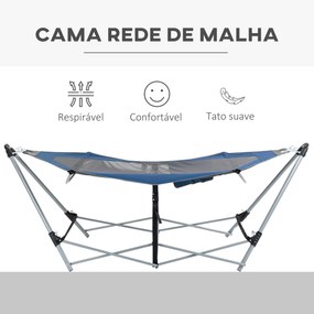 Outsunny Rede de Jardim com Suporte Dobrável com Cama de Tecido Oxford