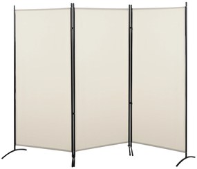 HOMCOM Biombo de 3 Paineis Separador de Ambientes Dobrável Biombo de Privacidade com 6 Pés de Metal 253x50x182 cm Bege