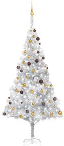 vidaXL Árvore Natal artificial pré-iluminada c/bola 240cm PET prateado