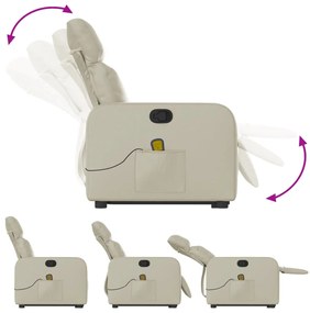 Poltrona reclinável de massagens couro artificial cor creme