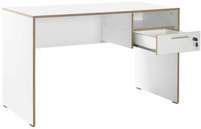 Secretária "Simple" com Gaveta - 120 x 75 x 60 cm - Branco e Carvalho