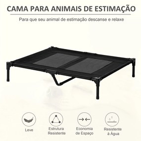 Cama Elevada para Cães Cama de Animais de Estimação com Malha Transpirável e Tecido Oxford para Exterior 92x76x18 cm Preto