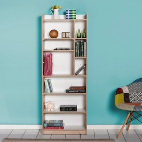 Estante Liva — 63x26x176 cm — Design Moderno em Carvalho Sonomo e Bran
