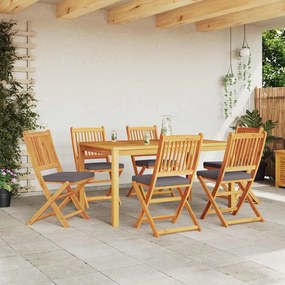 Cadeiras de Jardim Dobráveis vidaXL com Almofada Cinza 6pcs de Madeira